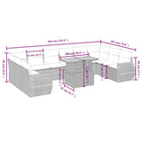 11 Piece Garden Sofa Set with Cushions Grey Poly Rattan - Side View