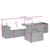 5 Piece Garden Sofa Set with Cushions Beige Poly Rattan - Side View