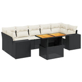8 Piece Garden Sofa Set with Cushions Black Poly Rattan - Front View