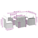 6 Piece Garden Sofa Set with Cushions Black Poly Rattan