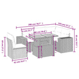 6 Piece Garden Sofa Set with Cushions Black Poly Rattan