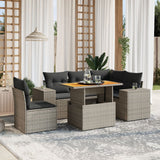 6 Piece Garden Sofa Set with Cushions Grey Poly Rattan