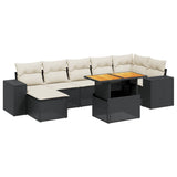8 Piece Garden Sofa Set with Cushions Black Poly Rattan - Front View