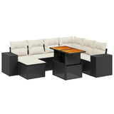 8 Piece Garden Sofa Set with Cushions Black Poly Rattan - Front View