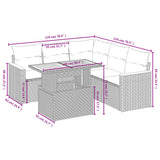6 Piece Garden Sofa Set with Cushions Beige Poly Rattan