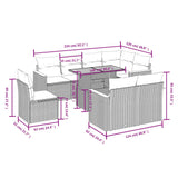 9 Piece Garden Sofa Set with Cushions Grey Poly Rattan