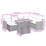 8 Piece Garden Sofa Set with Cushions Black Poly Rattan - Side View