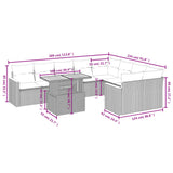 10 Piece Garden Sofa Set with Cushions Grey Poly Rattan - Side View