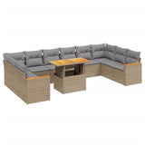 11 Piece Garden Sofa Set with Cushions Beige Poly Rattan