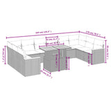 11 Piece Garden Sofa Set with Cushions Grey Poly Rattan - Side View