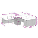 11 Piece Garden Sofa Set with Cushions Grey Poly Rattan - Side View