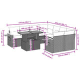 9 Piece Garden Sofa Set with Cushions Grey Poly Rattan - Side View