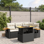 5 Piece Garden Sofa Set with Cushions Black Poly Rattan