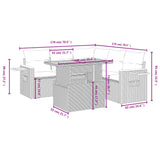 6 Piece Garden Sofa Set with Cushions Beige Poly Rattan - Side View