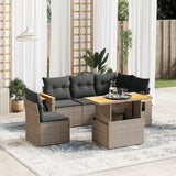 6 Piece Garden Sofa Set with Cushions Grey Poly Rattan