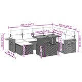 8 Piece Garden Sofa Set with Cushions Black Poly Rattan - Side View