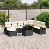 9 Piece Garden Sofa Set with Cushions Black Poly Rattan