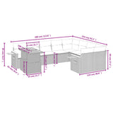 10 Piece Garden Sofa Set with Cushions Beige Poly Rattan - Side View