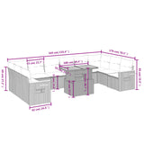 11 Piece Garden Sofa Set with Cushions Grey Poly Rattan - Side View