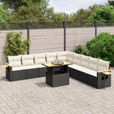 11 Piece Garden Sofa Set with Cushions Black Poly Rattan