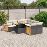 9 Piece Garden Sofa Set with Cushions Black Poly Rattan