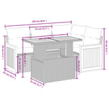 5 Piece Garden Sofa Set with Cushions Grey Poly Rattan
