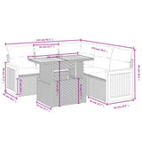 6 Piece Garden Sofa Set with Cushions Beige Poly Rattan - Side View