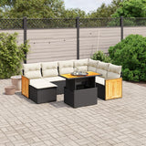 8 Piece Garden Sofa Set with Cushions Black Poly Rattan