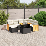 8 Piece Garden Sofa Set with Cushions Black Poly Rattan