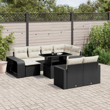 11 Piece Garden Sofa Set with Cushions Black Poly Rattan