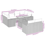 11 Piece Garden Sofa Set with Cushions Grey Poly Rattan - Side View