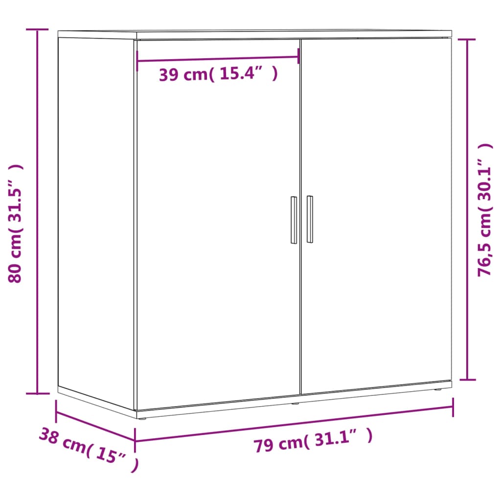 Sideboards 2 pcs White 79x38x80 cm Engineered Wood