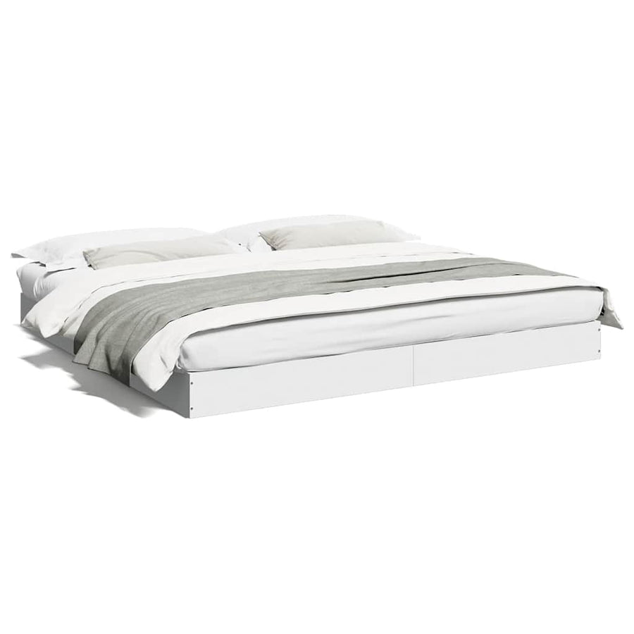 Bed Frame without Mattress White 183x203 cm King Engineered Wood