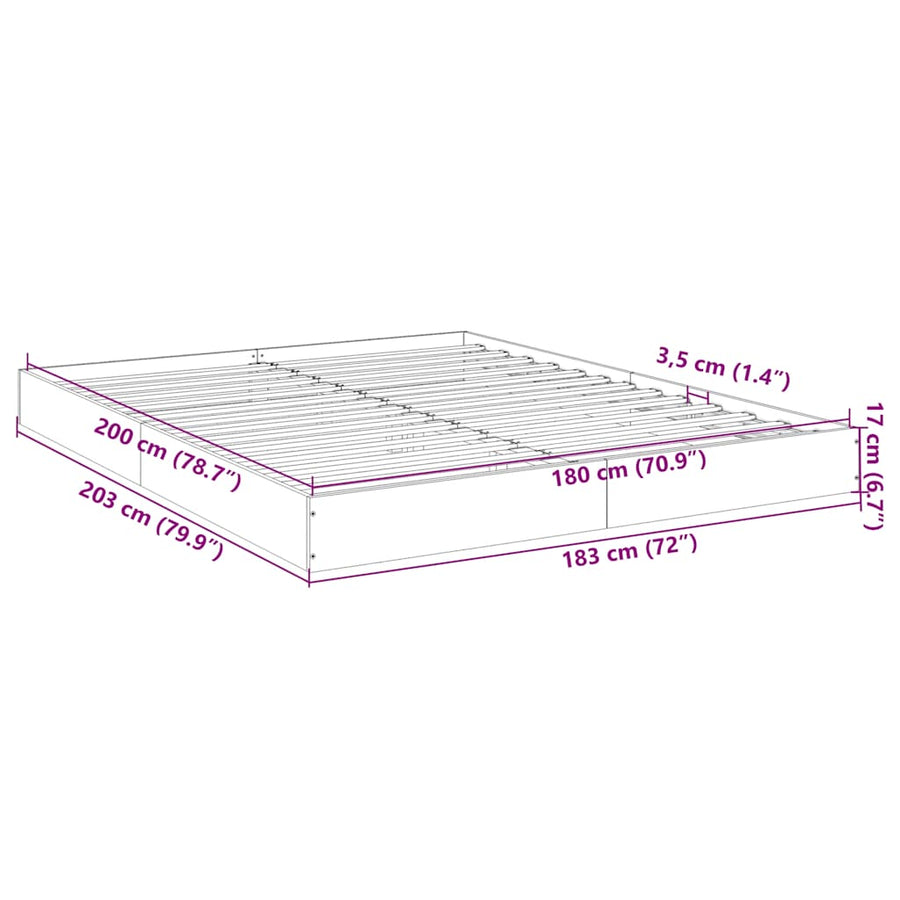 Bed Frame without Mattress White 183x203 cm King Engineered Wood