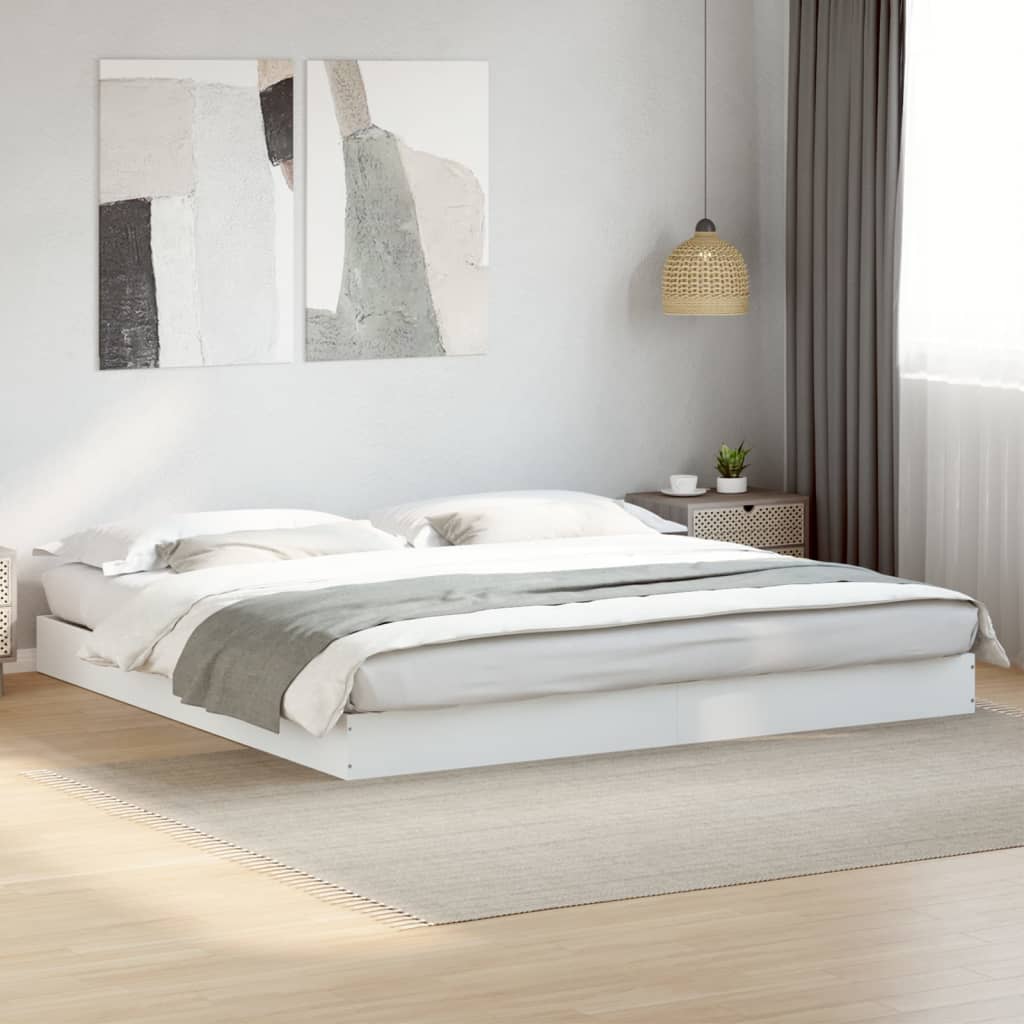 Bed Frame without Mattress White 183x203 cm King Engineered Wood