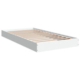 Bed Frame without Mattress White 90x190 cm Engineered Wood - Side View