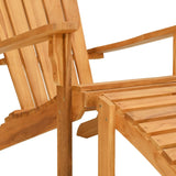 Garden Adirondack Chair with Footrest Solid Wood Teak - Low Angle