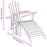 Garden Adirondack Chair with Footrest Solid Wood Teak