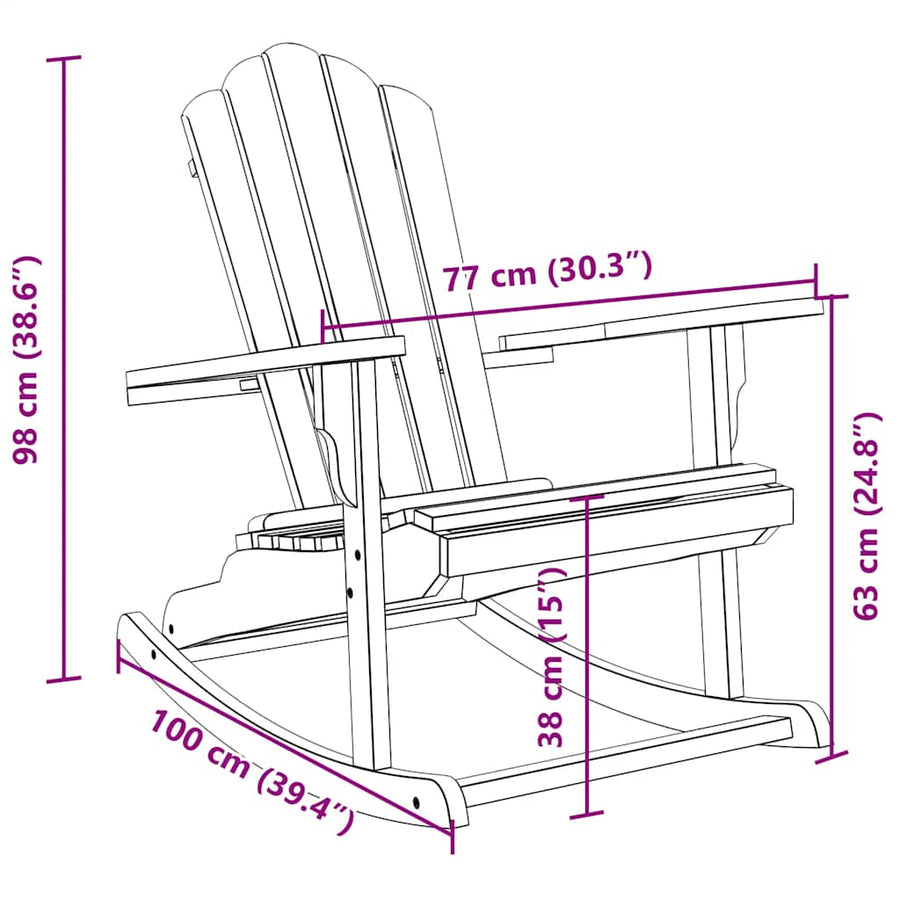 Garden Adirondack Rocking Chair Solid Wood Teak