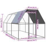 Chicken Cage 2x6x2 m Galvanised Steel - 45-Degree Angle