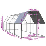 Chicken Cage 2x8x2 m Galvanised Steel - 45-Degree Angle
