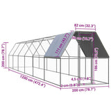 Chicken Cage 2x12x2 m Galvanised Steel - 45-Degree Angle