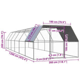 Chicken Cage 3x12x2 m Galvanised Steel - 45-Degree Angle