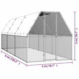 Chicken Cage 2x6x2 m Galvanised Steel - 45-Degree Angle