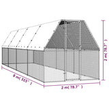 Chicken Cage 2x8x2 m Galvanised Steel - 45-Degree Angle