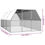 Chicken Cage 3x6x2 m Galvanised Steel - 45-Degree Angle