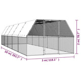 Chicken Cage 3x10x2 m Galvanised Steel - 45-Degree Angle