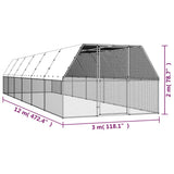 Chicken Cage 3x12x2 m Galvanised Steel - 45-Degree Angle