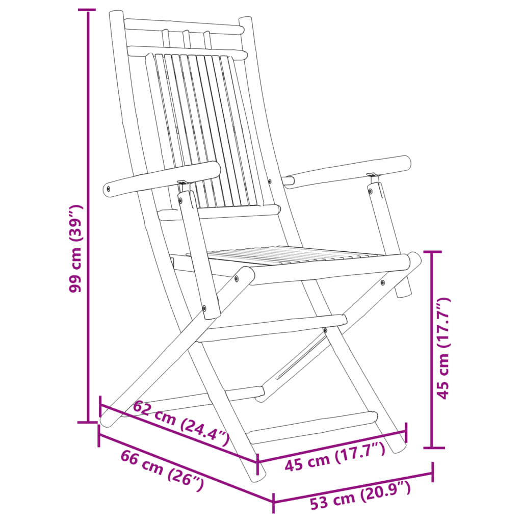 Folding Chairs 4 pcs 53x66x99 cm Bamboo