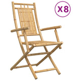 Folding Garden Chairs 8 pcs 53x66x99 cm Bamboo - Front View